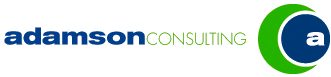 Adamson Consulting logo with modern design and green accents.