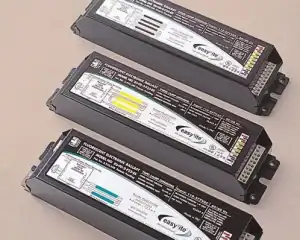 Three electronic ballasts for lighting control and energy efficiency.