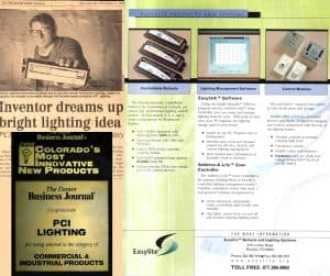 Image of lighting control modules and software for PCI lighting systems.